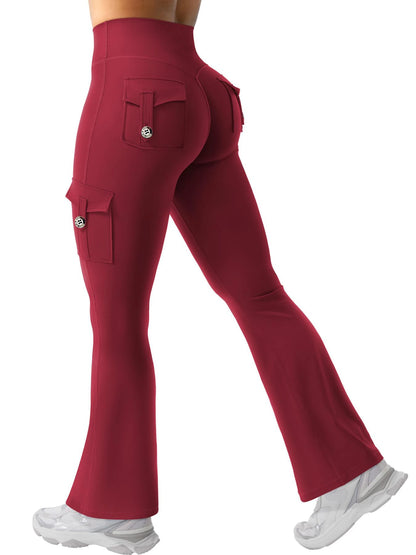 Essential Women'S Fitness Pants: High-Waisted Flared Workout Pants with Pockets, Shaping and Tummy-Control Fitness Pants.